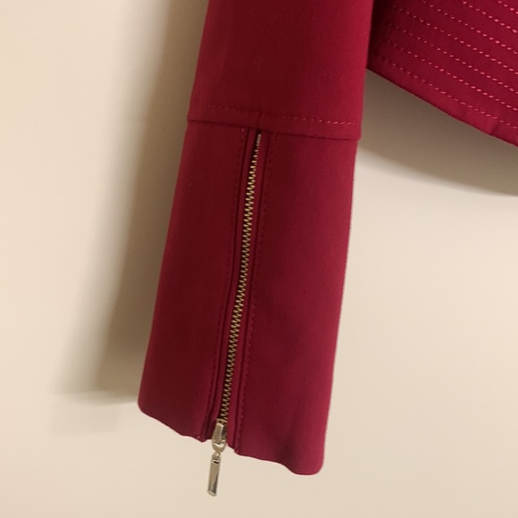 White House Black Market Moto Jacket Wine Red 8 Gold Zipper Lined - Picture 3 of 8